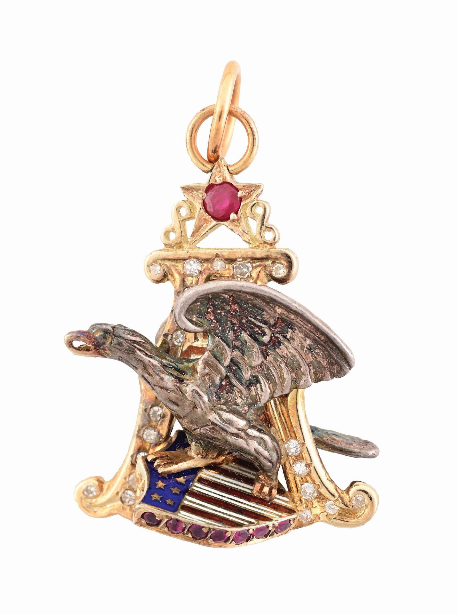 ANHEUSER BUSH DIAMONDS AND RUBY SILVER EAGLE PENDANT (1 of 3)