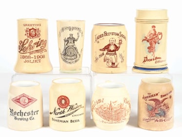 LOT OF 8: PRE-PROHIBITION BEER STEINS