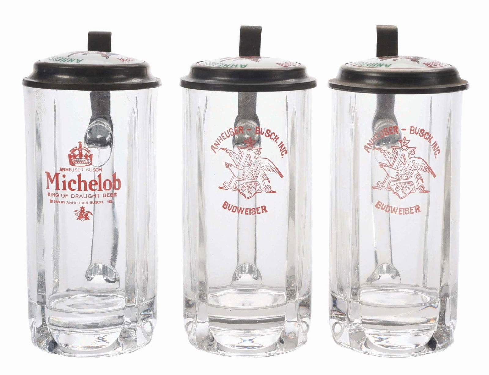 LOT OF 3: ANHEUSER-BUSCH BUDWEISER & MICHELOB BEER STEINS (1 of 4)
