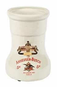 ANHEUSER-BUSCH 5¢ STONEWARE SYRUP DISPENSER