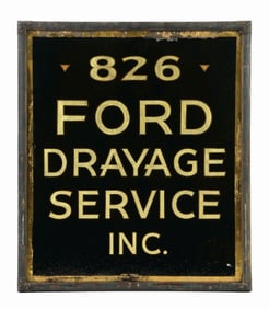 FORD DRAYAGE SERVICE INC. REVERSE GLASS SIGN