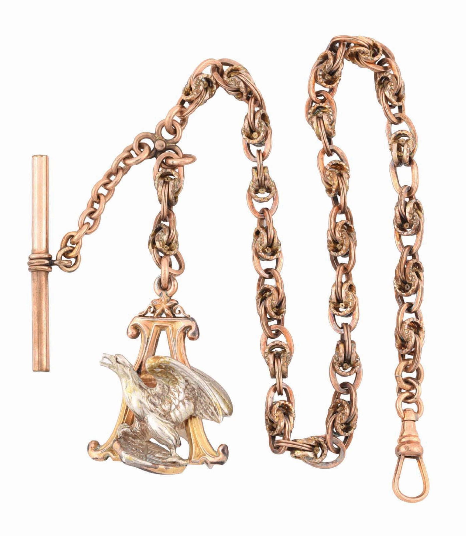 ANHEUSER-BUSCH GOLD AND SILVER POCKET WATCH CHAIN WITH HANGING FOB PENDANT (1 of 4)