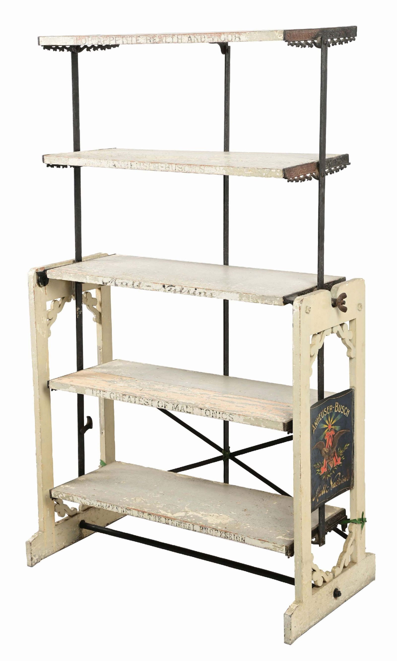 ANHEUSER-BUSCH MALT NUTRINE DISPLAY SHELF W/ TIN LITHOGRAPH SIGN (1 of 8)