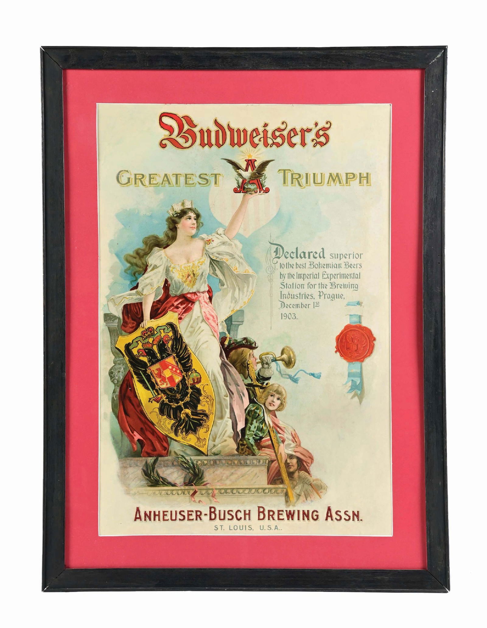 ANHEUSER-BUSCH BUDWEISER'S GREATEST TRIUMPH LITHOGRAPH (1 of 2)