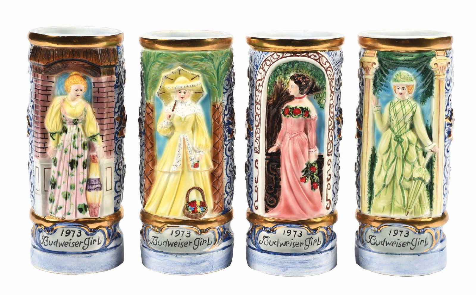LOT OF 4: 1973 BUDWEISER GIRL CERAMIC STEINS (1 of 4)
