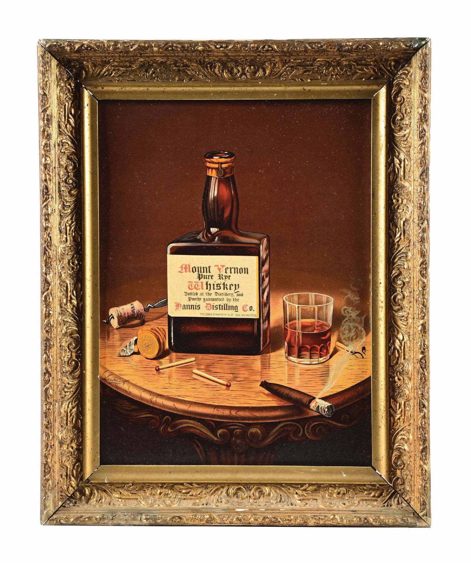 MOUNT VERNON PURE RYE WHISKEY TIN LITHOGRAPH SIGN (1 of 2)