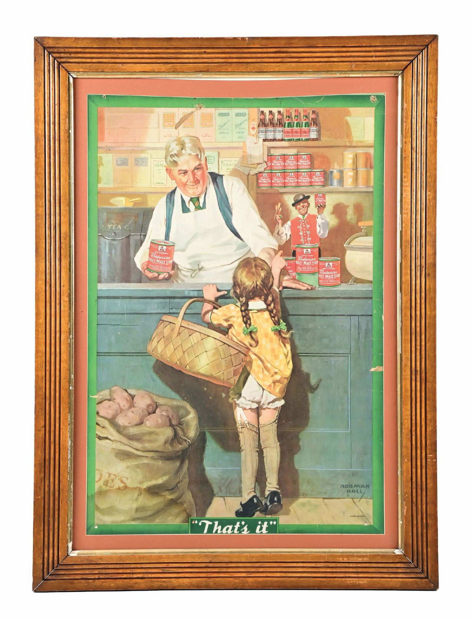 ANHEUSER-BUSCH BUDWEISER BARLEY MALT SYRUP CARDBOARD SIGN (1 of 3)