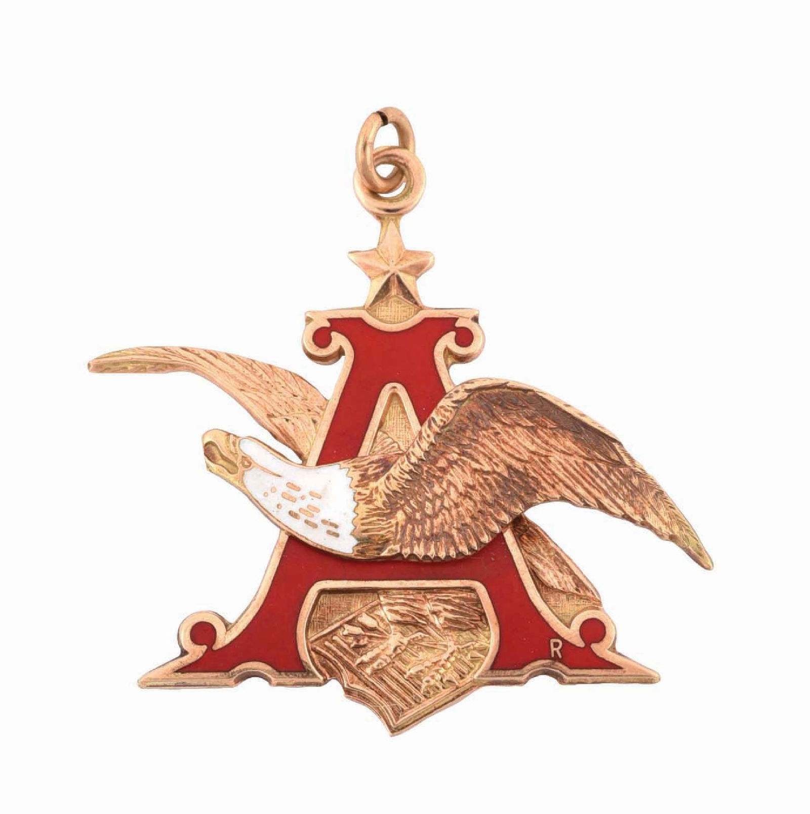14K ANHEUSER-BUSCH GOLD & ENAMELED NECKLACE PENDANT (1 of 3)