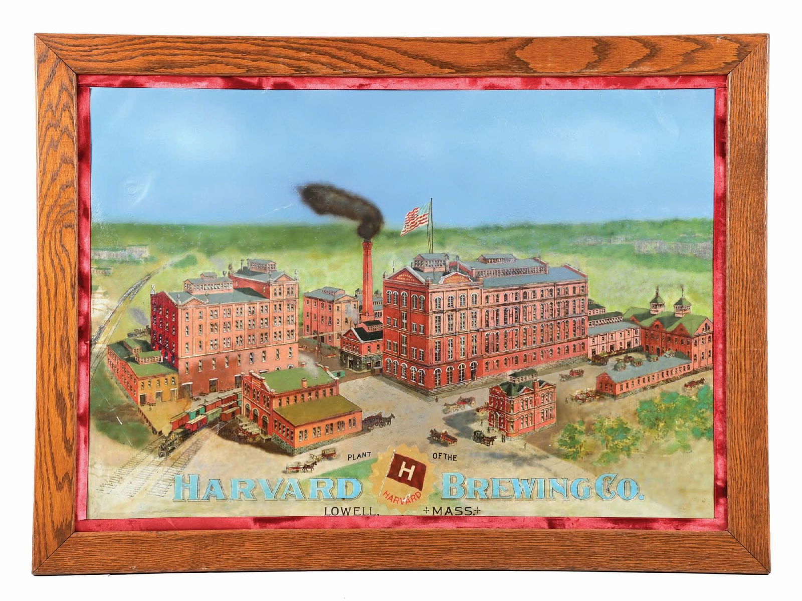 HARVARD BREWING CO. TIN LITHOGRAPH FACTORY SCENE (1 of 2)