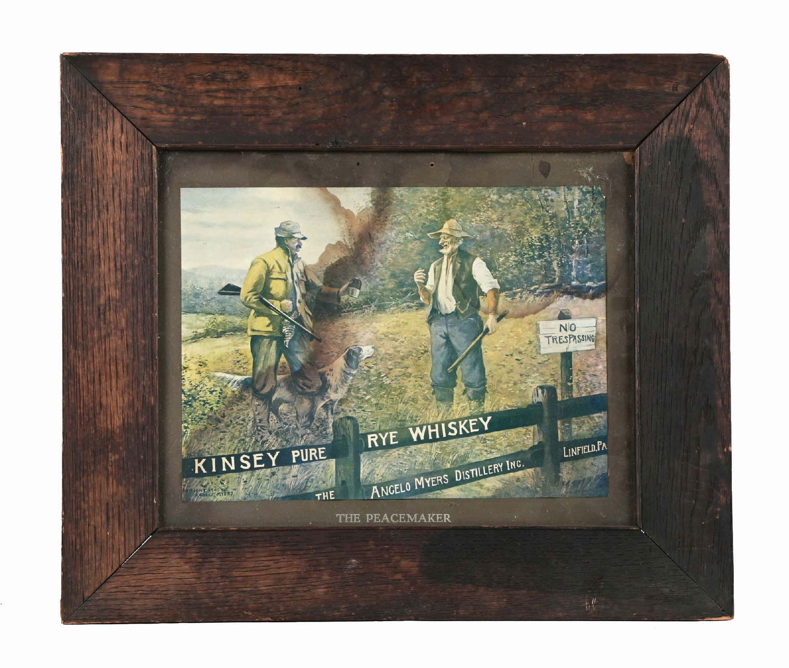 KINSEY PURE RYE WHISKY PAPER LITHOGRAPH SIGN (1 of 3)