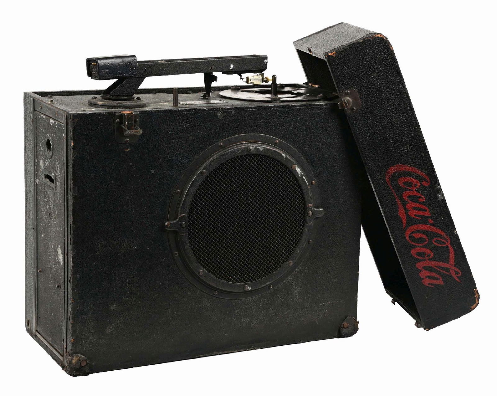 RECORD PLAYER AND SPEAKER W/ COCA-COLA THEME. (1 of 4)