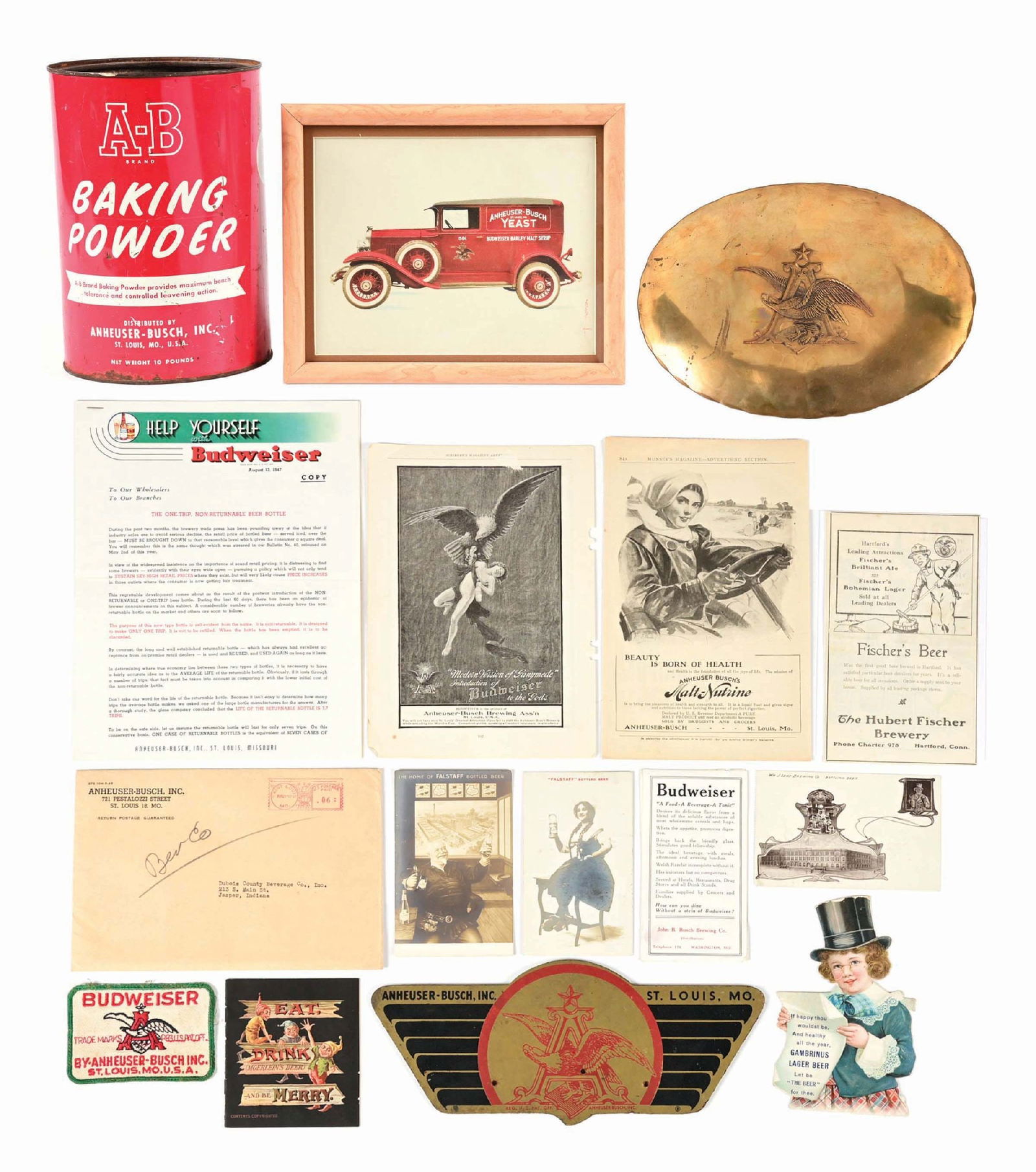 MISCELLANEOUS LOT OF ANHEUSER-BUSH & OTHER BREWERY MEMORABILIA (1 of 3)