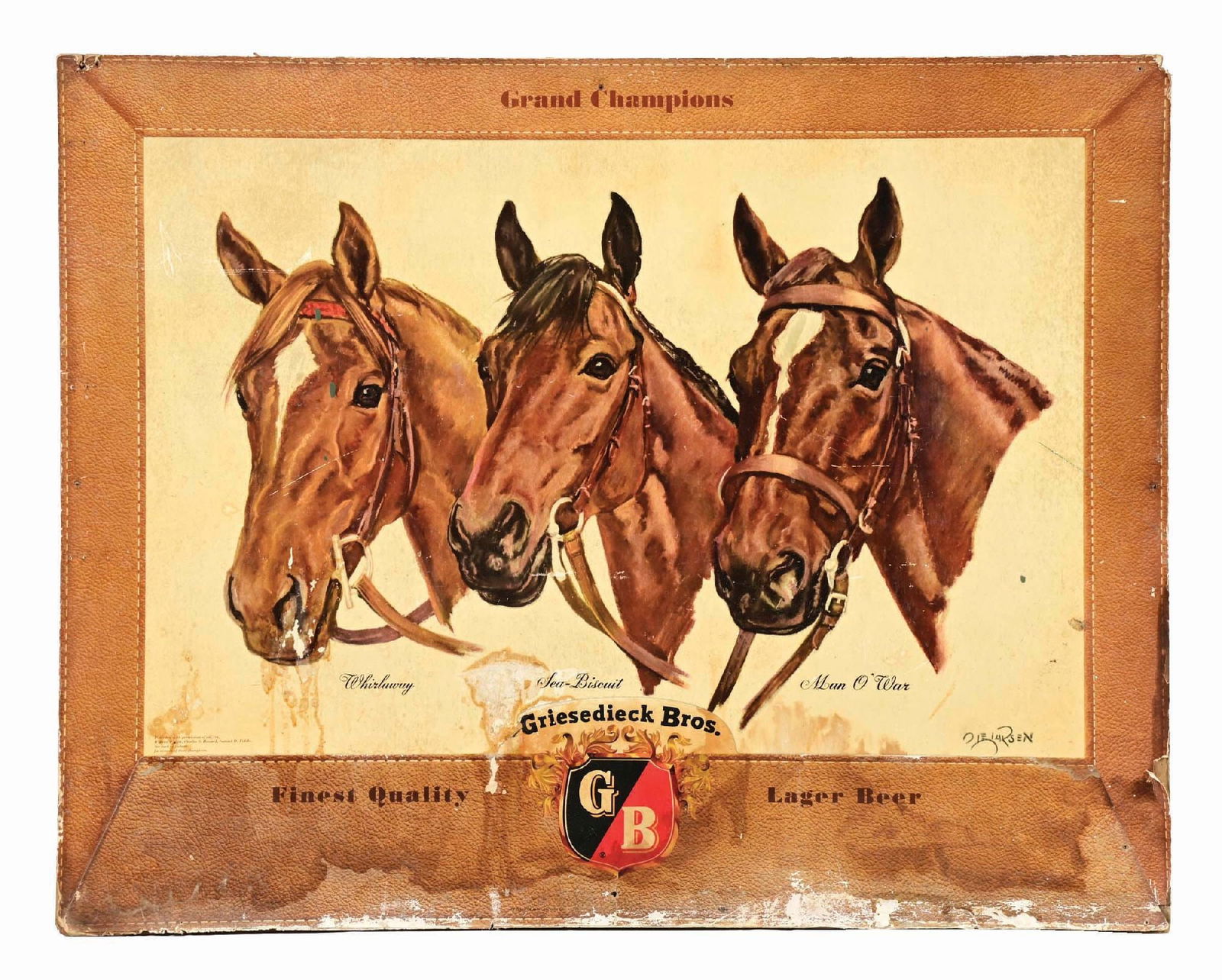 GRIESEDIECK BROS CARDBOARD "GRAND CHAMPIONS" HORSE LITHOGRAPH (1 of 4)