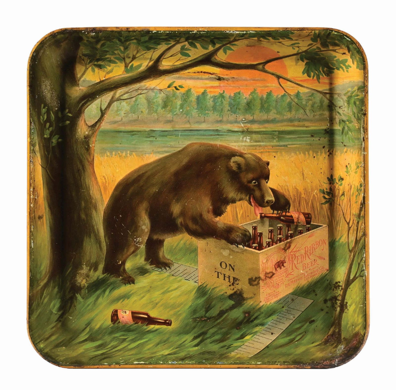 RED RIBBON BEER BEAR SCENE TRAY (1 of 3)