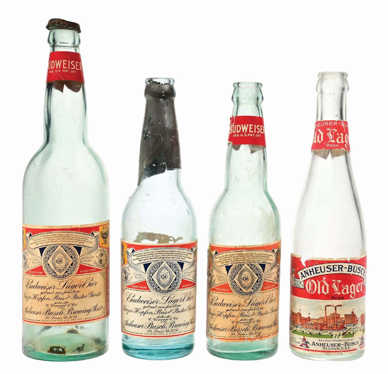 LOT OF 4: ANHEUSER-BUSCH BUDWEISER LABELED BOTTLES (1 of 4)