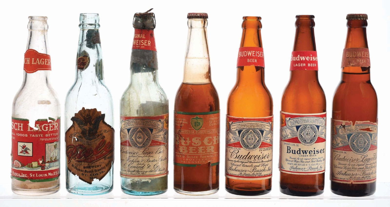 LOT OF 7: ANHEUSER-BUSCH BUDWEISER LABELED BOTTLES (1 of 4)