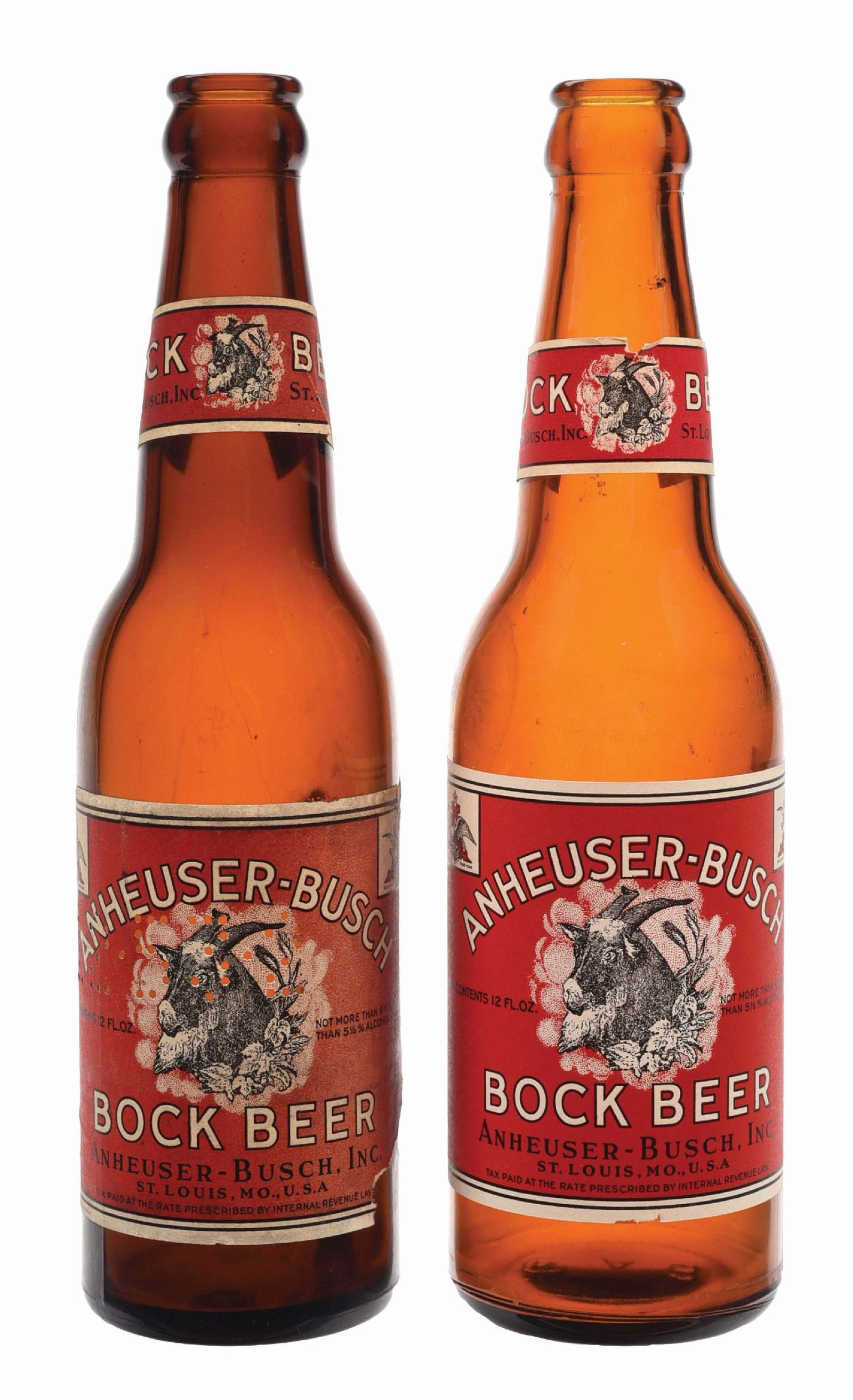 PAIR OF ANHEUSER-BUSCH BOCK BEER LABELED BOTTLES (1 of 6)