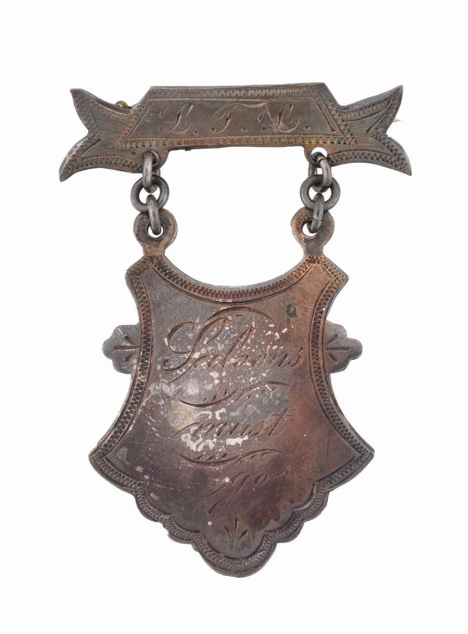 SALOON'S MUST GO STERLING SILVER MEDALLION PIN (1 of 4)