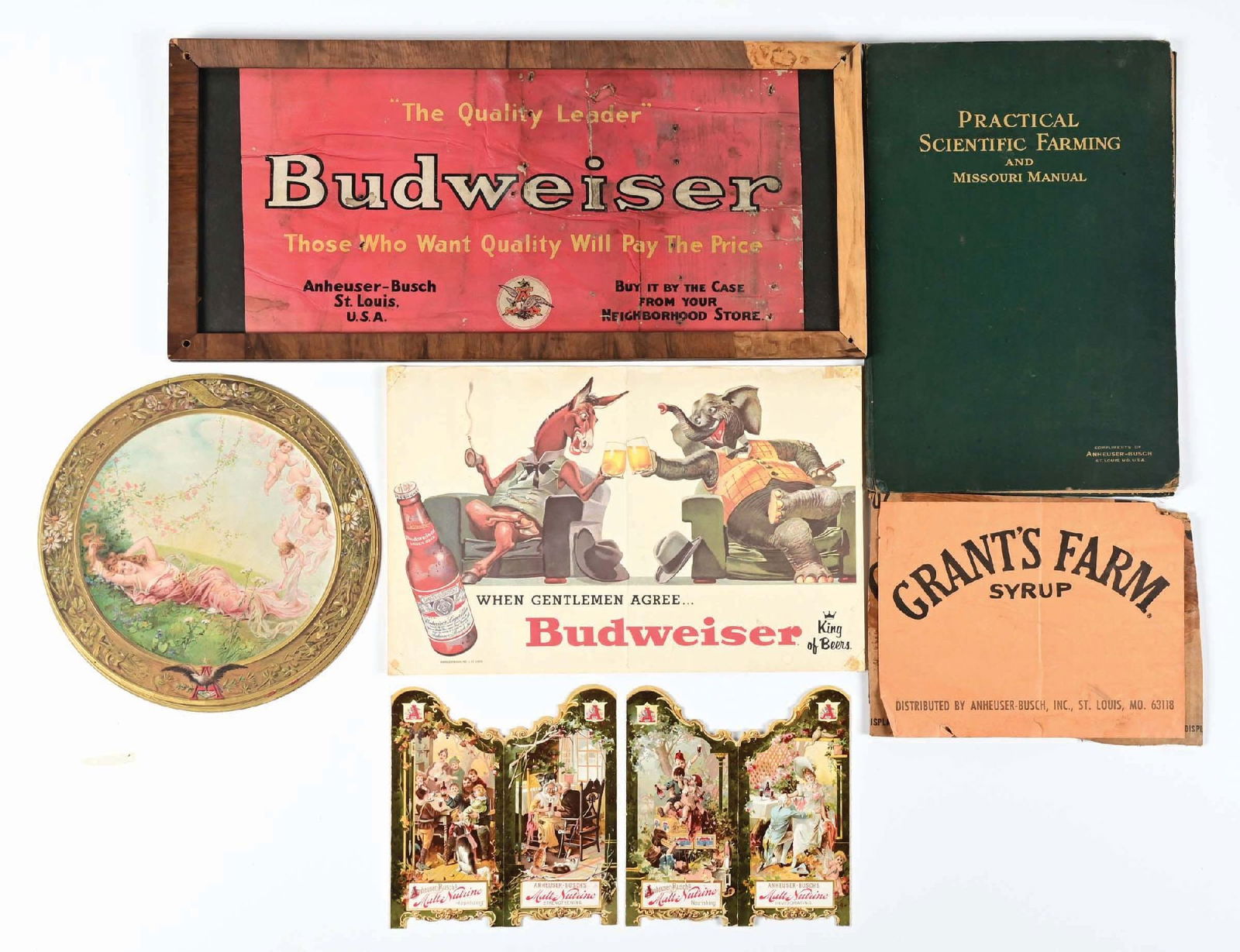 LOT OF 6: ANHEUSER-BUSCH BUDWEISER BEER CARDBOARD & PAPER ADVERTISING PIECES (1 of 2)