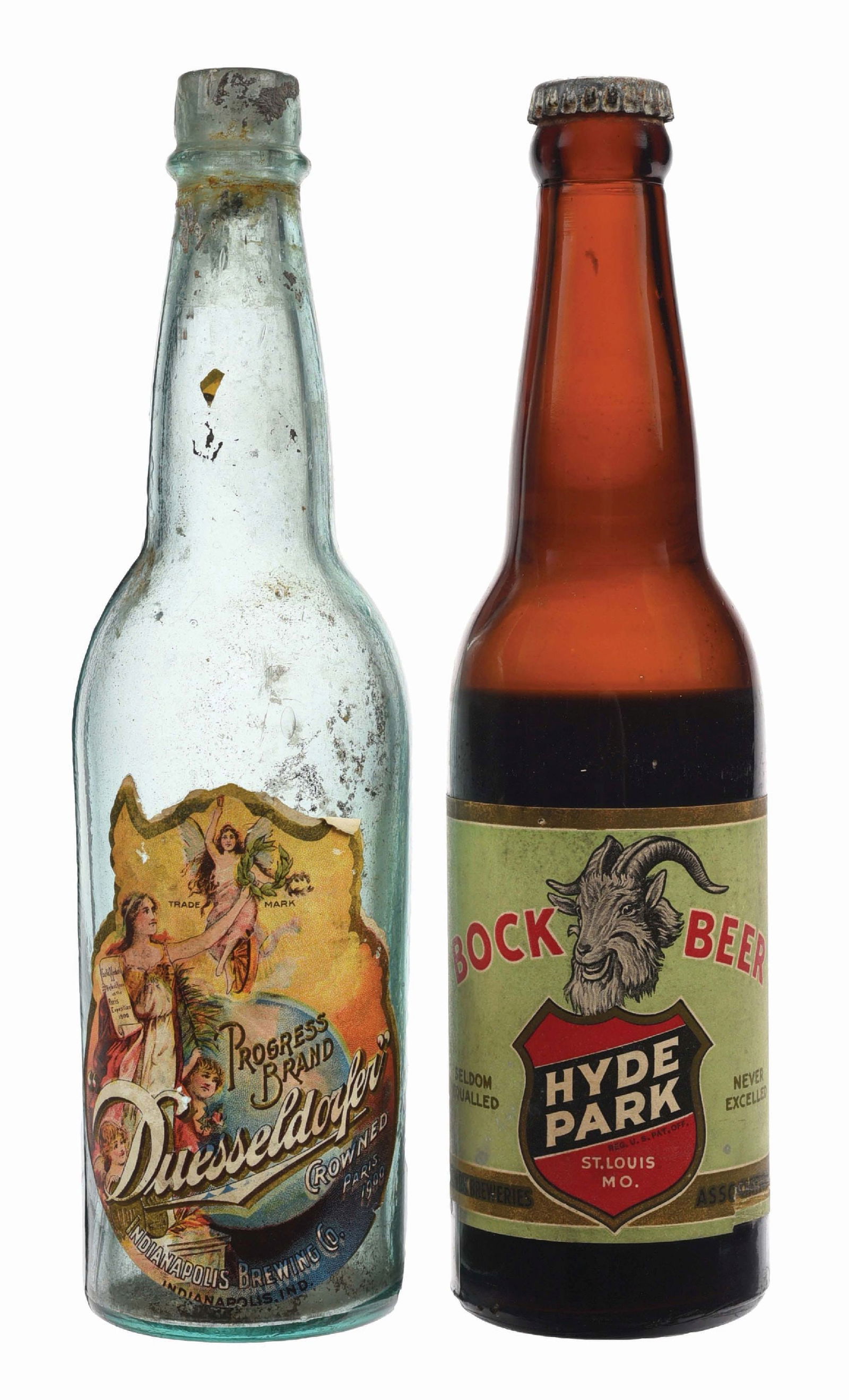 PAIR OF HYDE PARK & DUSSELDORFER LABELED BOTTLES (1 of 6)