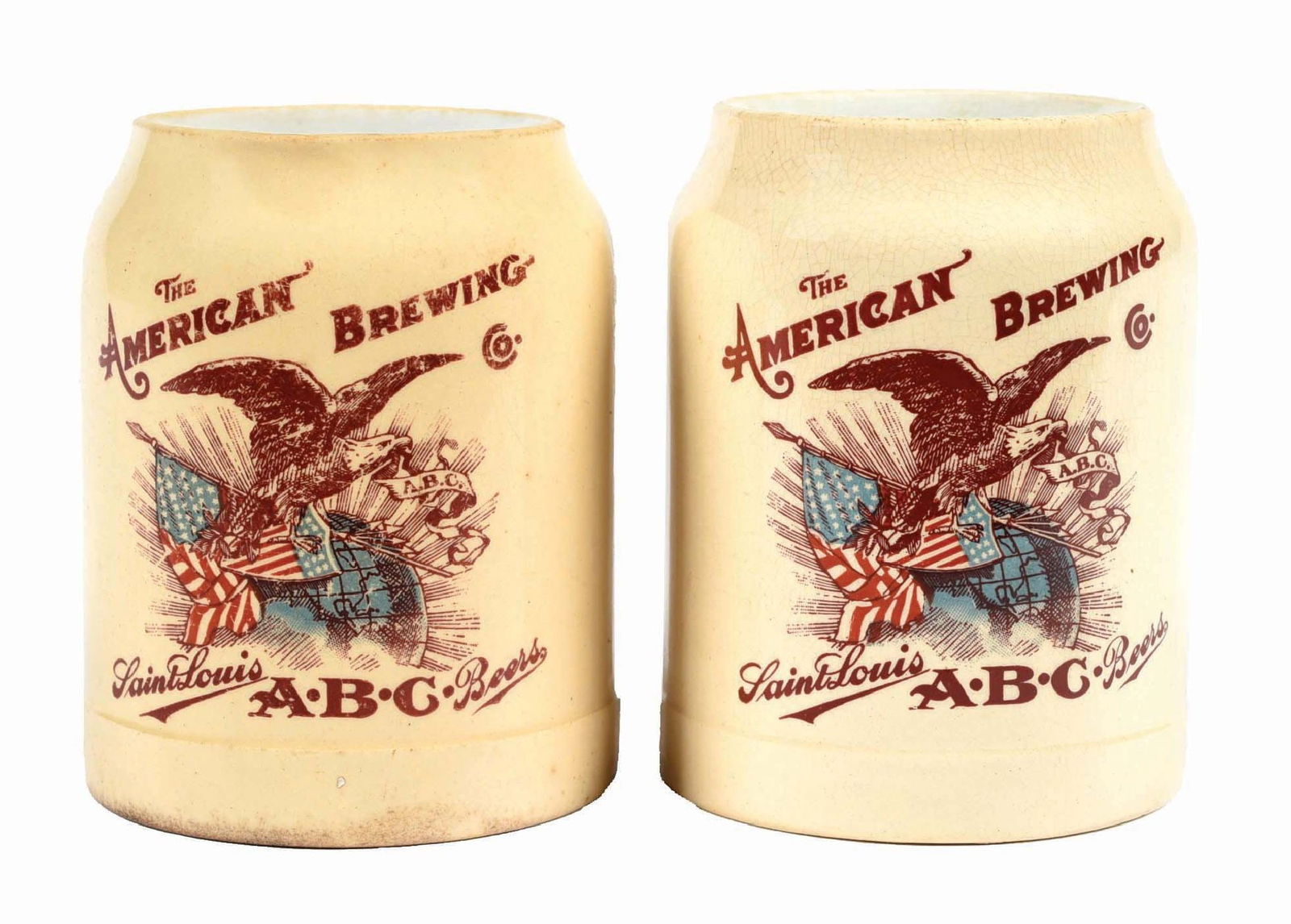 PAIR OF A.B.C CERAMIC STEINS ST. LOUIS, MO (1 of 5)