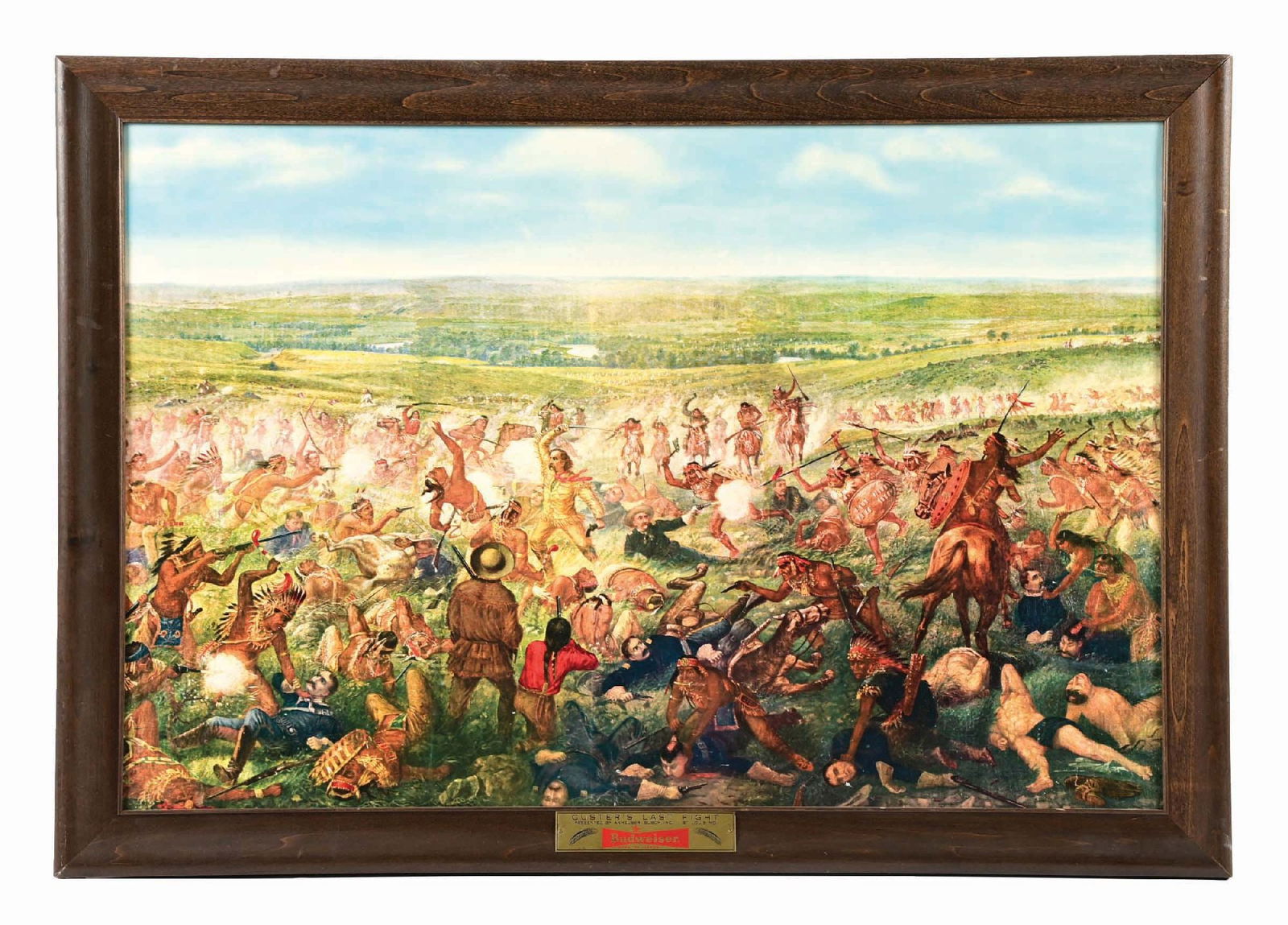 BUDWEISER "CUSTER'S LAST FIGHT" CARDBOARD SIGN IN ORIGINAL FRAME (1 of 2)