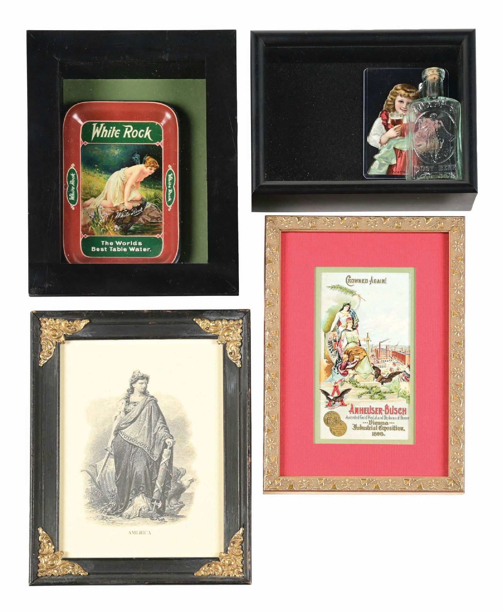 LOT OF 4: MISCELLANEOUS TRADE CARDS & TIP TRAY, FRAMED & IN SHADOWBOXES (1 of 2)