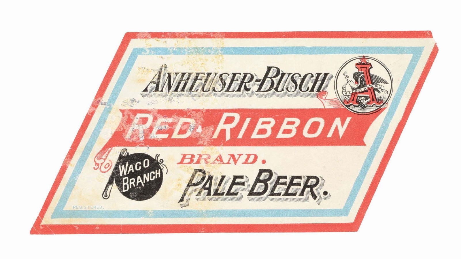 ANHEUSER-BUSCH RED RIBBON BRAND PALE BEER LABEL (1 of 2)