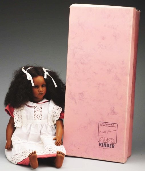 Lot of 2: Annette Himstedt Dolls.: The Barefoot Children Series “Fatou #3809 and “Lisa” #3420, both all original in original boxes. Condition (Very Good). Size Each: 26" T.