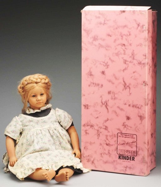 Lot of 2: Annette Himstedt Dolls.: The Barefoot Children Series “Ellen” #3418 and “Paula” #3417, both all original with certificates in original boxes. Condition (Very Good). Size Each: 26" T.