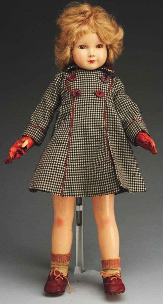 Effanbee Dewees Cochran Child Doll.: All composition signed “American Children” designed by Dewees, with painted eyes, feathered eyebrows, closed mouth (face restored), replaced wig; Anne-Shirley body with jointed shoulders and hips,