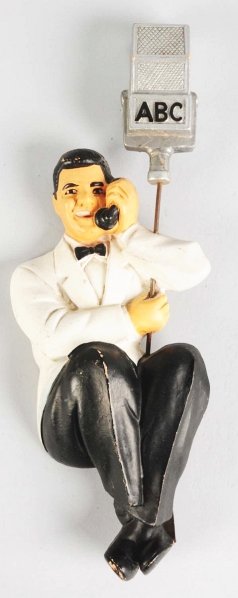 ABC Man on Phone Advertising Figure.: 1930s. Plaster semi-dimensional wall display with plaster microphone. Could be a tie-in for ABC radio programming. All original condition. Condition (Excellent). Size 11" T.