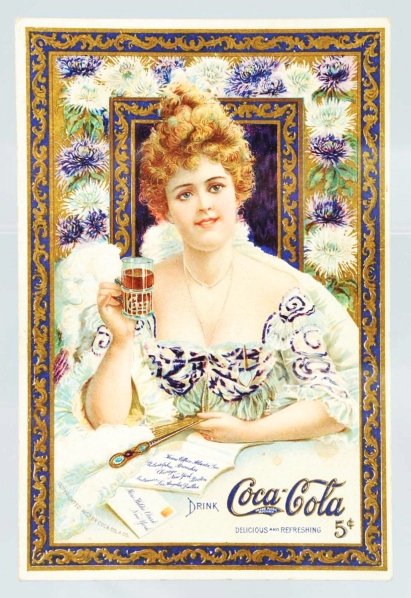 1903 Coca-Cola Hilda Clark Menu Card.: Beautiful front with two small faint stains, light soiling and small marks on back. Condition (Excellent Plus). Size 6" x 4".