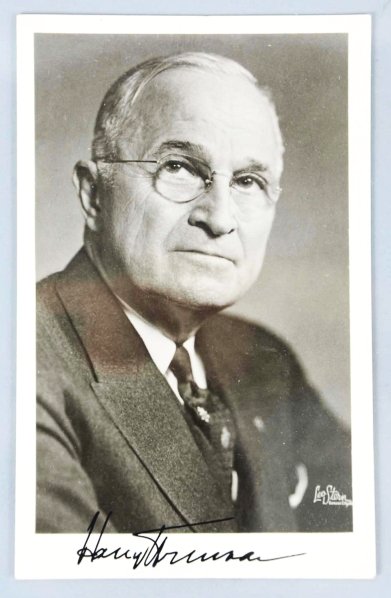 Autographed Photo & Sketch of Harry Truman.: Includes a Strizzi sketch of former President Harry Truman signed "Strizzi" with Truman's address on back. Also includes a small autographed photograph of Harry Truman by Leo Stern. Comes with an LOA 