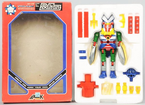 Lot of 3: Diecast Toys.: Japanese. 1976. Made by Arklon. Includes Mecha Black King, King Joe, and Baltan. These diecasts were repackaged and sold in the US by Marukai Trading Company. The series is mechanized versions of Kaij