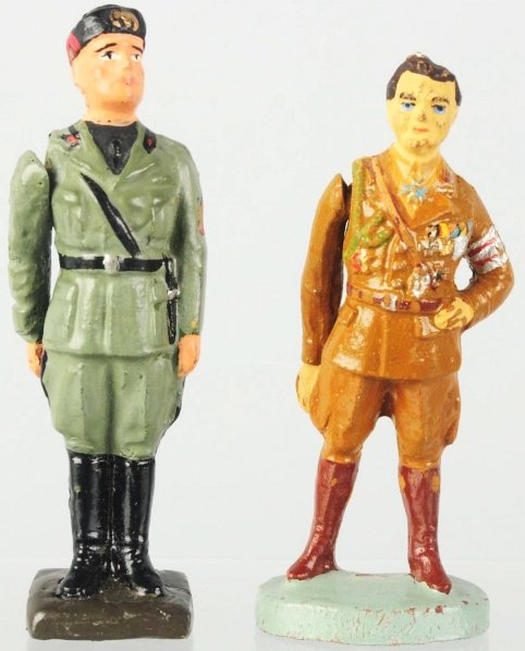 Lineol Mussolini & Elastolin Göring.: Mussolini with movable arm. Göring in SA uniform with movable arm. Condition (Excellent).