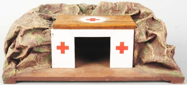 German Red Cross Trench Bunker.: Composition and wood. Hospital bunker. Condition (Excellent). Size 14" x 9".