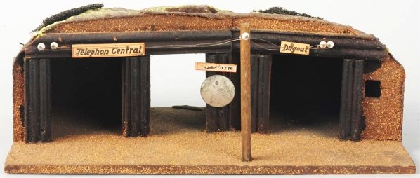 Composition & Wood "Telephon Central" Trench Bunk: Marked "Germany" on bottom. Condition (Excellent). Size 11 - 1/2" x 6".