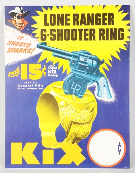 Lone Ranger Poster.: 1950s. For six-shooter ring. Condition (Near Mint). Size 14" x 17".