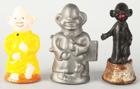 Yellow Kid Chalk Figure, Chocolate Mold, & Figure: Light wear only, except rust on base of metal figure. Condition (Very Good - Near Mint). Size Largest: 5" T.