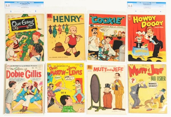 Lot of 8: Assorted 1950s Funny Comic Books.: Includes Our Gang #30, Howdy Doody #16, Cookie #2, Mutt and Jeff #28 and four others. Condition (Very Good - Excellent).