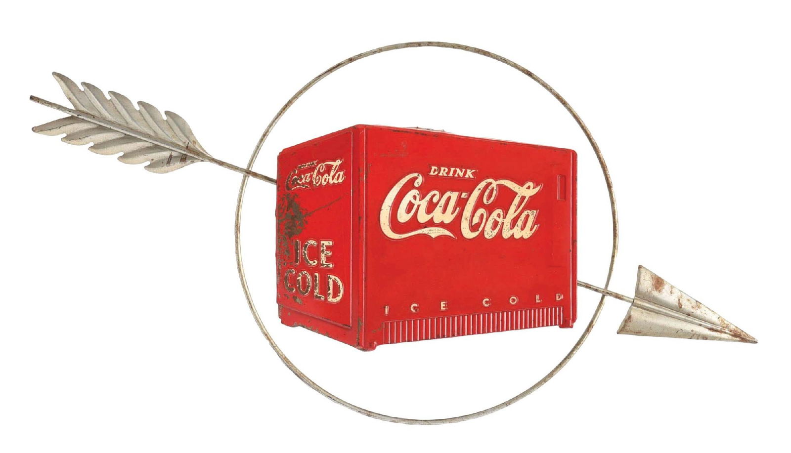 SINGLE-SIDED TIN COCA-COLA KAY ARROW SIGN (1 of 3)