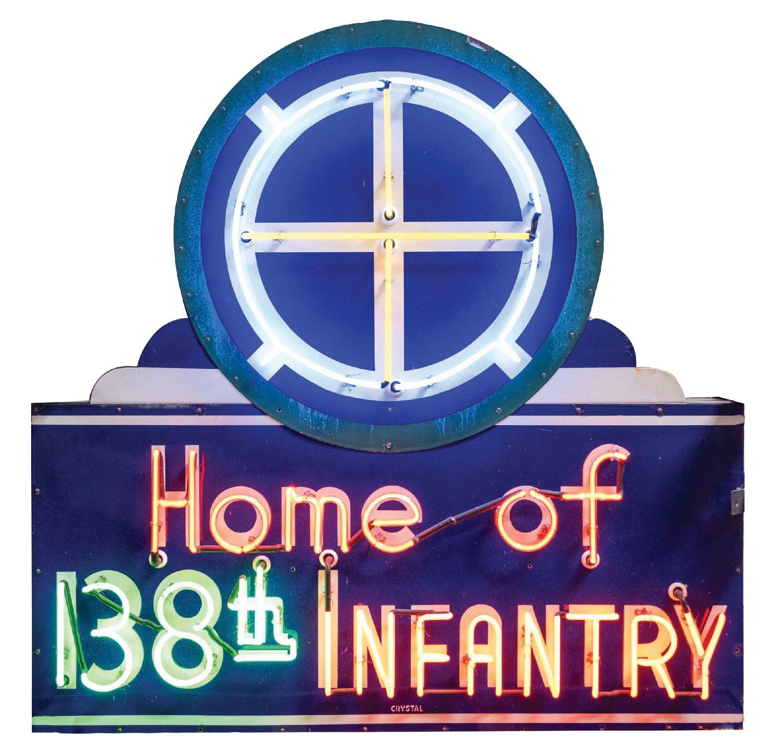 HOME OF THE 138TH INFANTRY DOUBLE-SIDED PORCELAIN NEON SIGN (1 of 4)