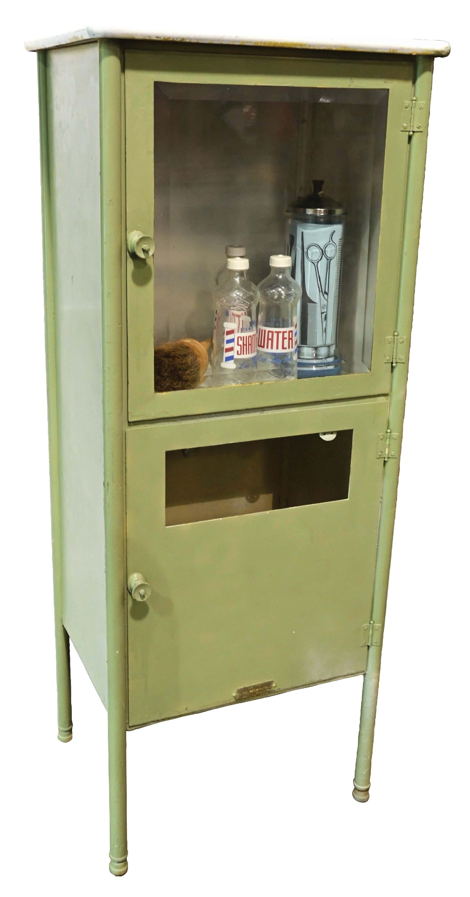 ASEPTIBLE FURNITURE CO. METAL BARBER SHOP CABINET (1 of 1)