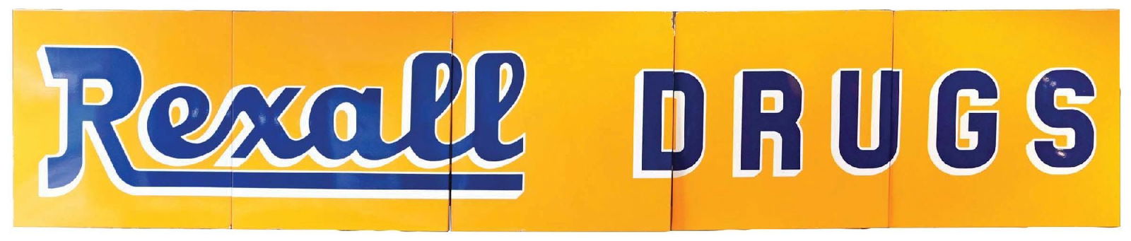 5-PIECE SINGLE-SIDED PORCELAIN REXALL DRUGS SIGN (1 of 1)