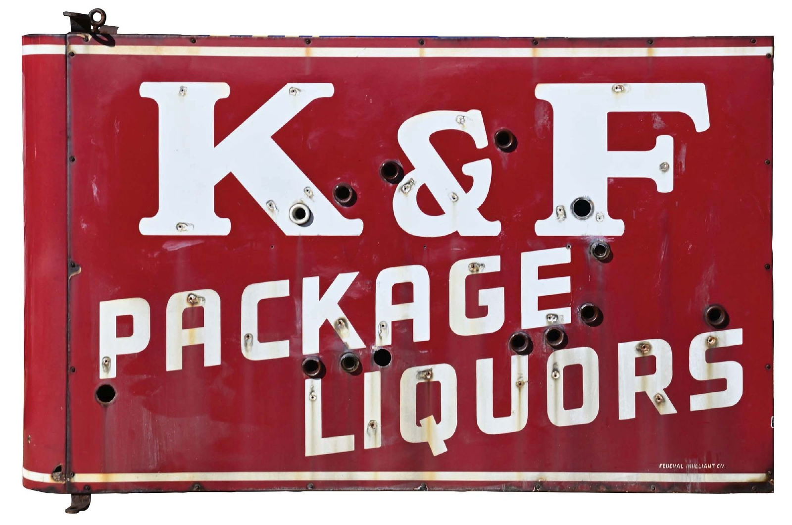 K & F PACKAGE LIQUORS DOUBLE-SIDED BULLNOSE NEON SIGN (1 of 2)