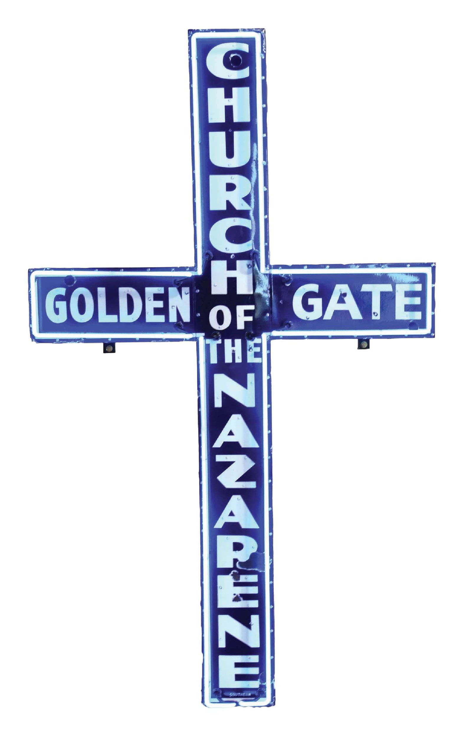 GOLDEN GATE CHURCH OF THE NAZARENE PORCELAIN NEON SIGN (1 of 4)