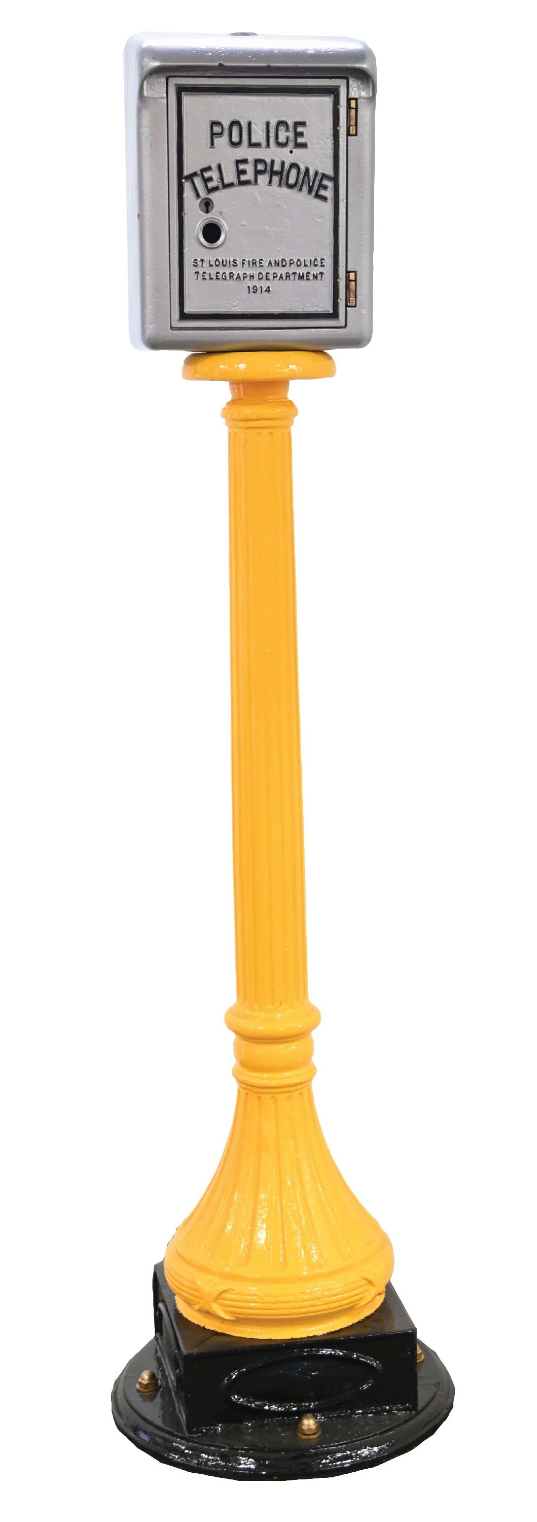 CAST IRON ST. LOUIS FIRE AND POLICE TELEGRAPH DEPARTMENT 1914 ALARM BOX W/ STAND (1 of 4)