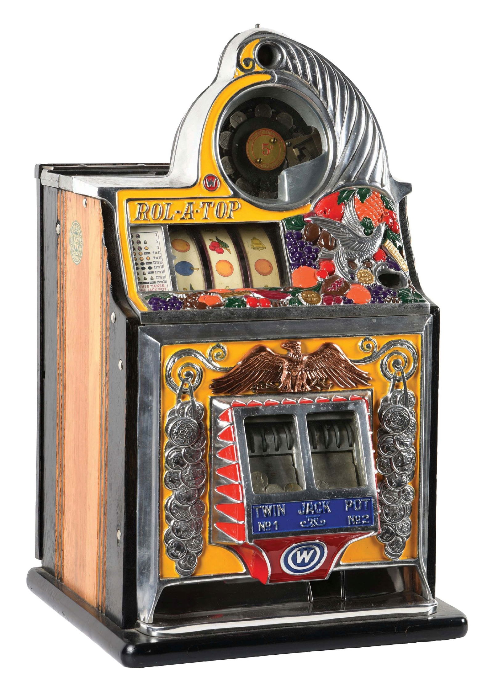 5¢ WATLING ROL-A-TOP TWIN JACKPOT "BIRD OF PARADISE" SLOT MACHINE (1 of 7)
