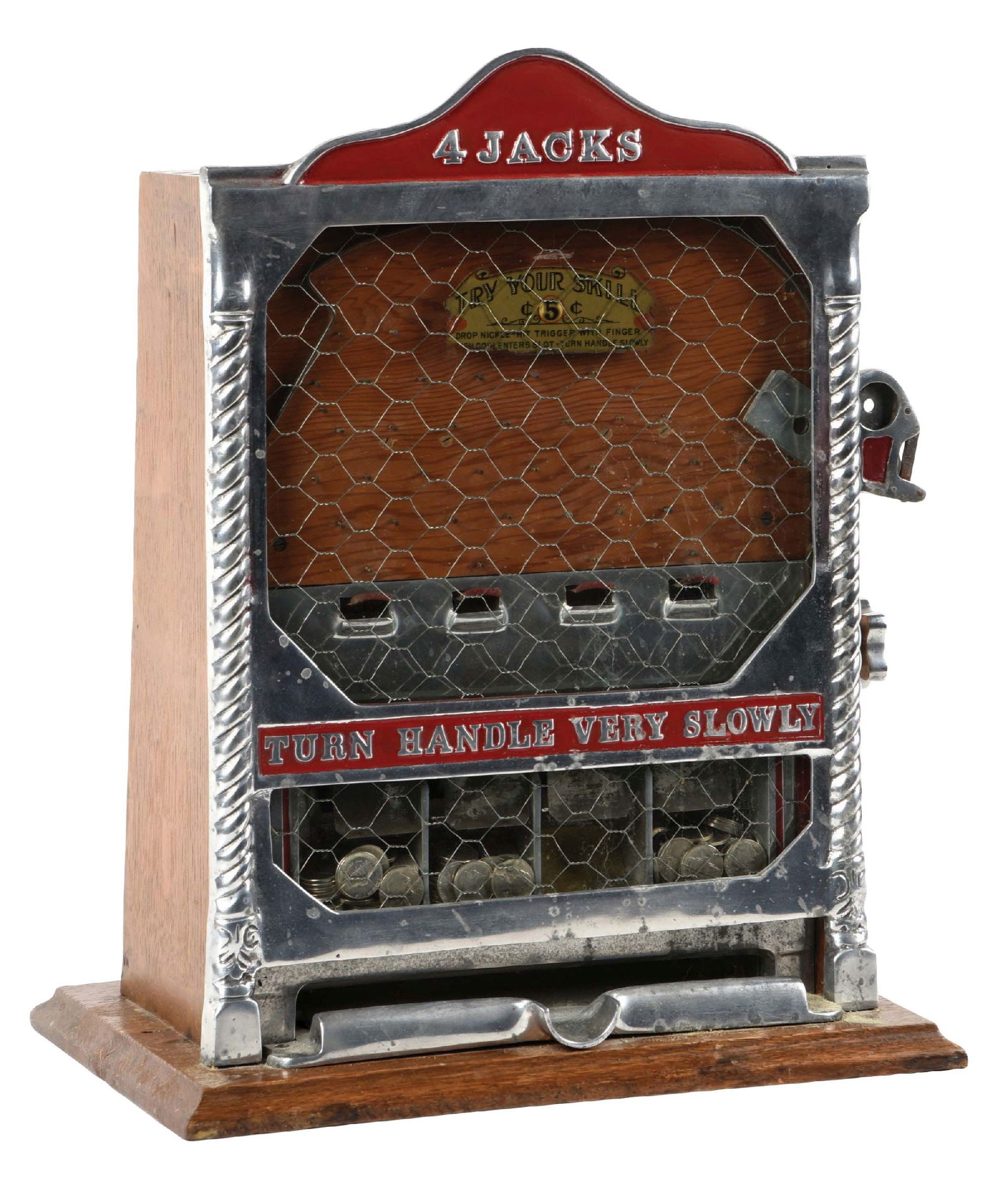 5¢ FIELDS MANUFACTURING 4 JACKS PENNY FLIP SLOT MACHINE (1 of 6)